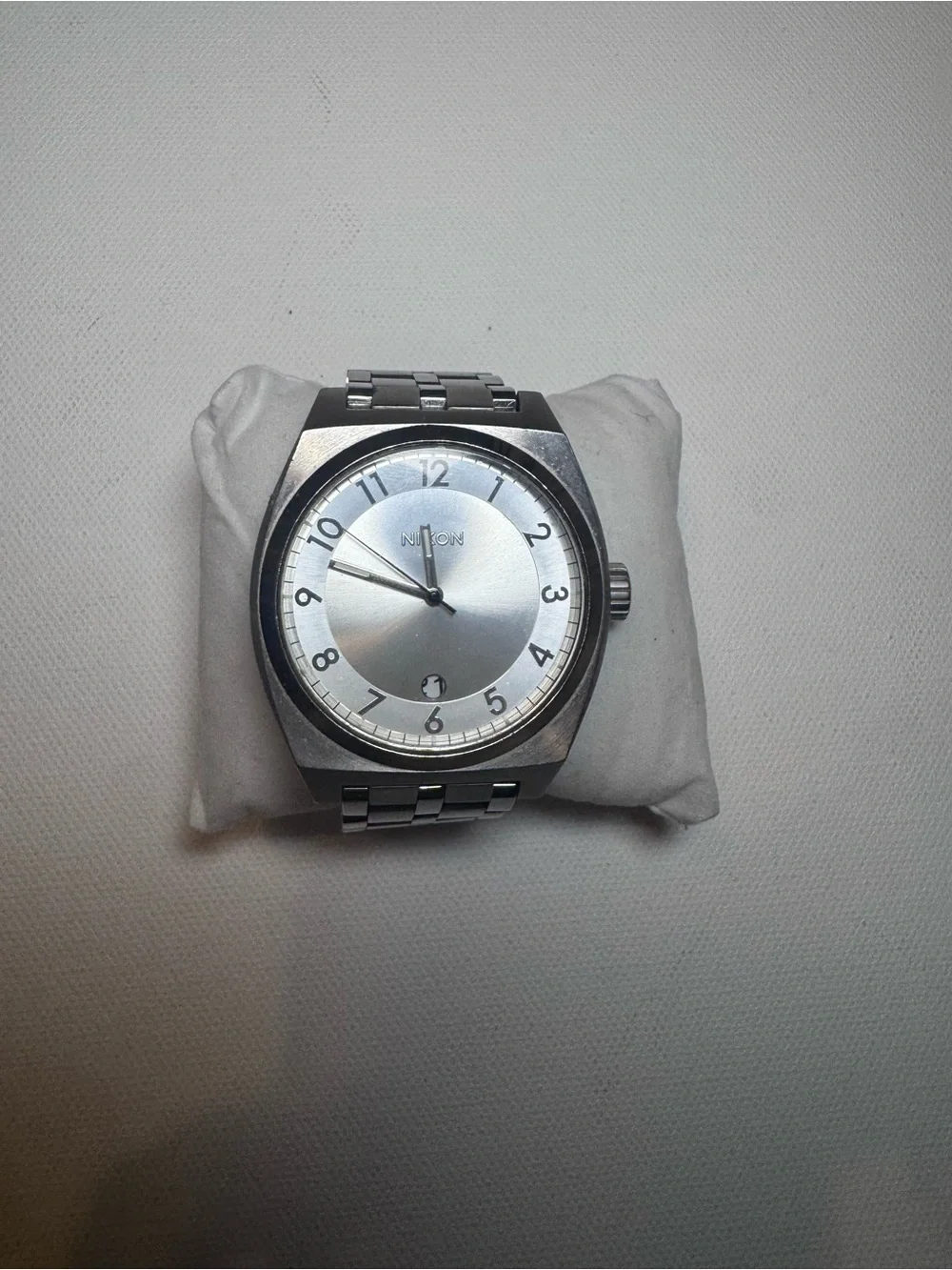 Nixon Monopoly Silver Stainless Steel Watch w/ Date 100M | Needs Battery